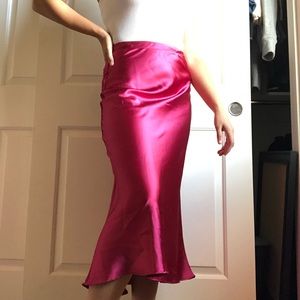 Rachel Zoe Satin red long skirt